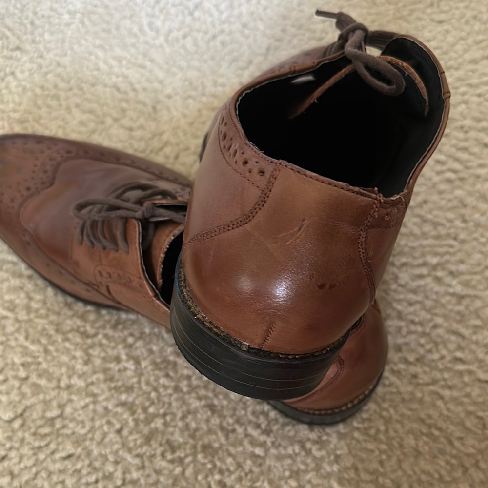 Stacy Adams Shoes Mens 9.5W Cognac Garrison Wingtip Oxfords 24916-221 Brown - Picture 4 of 13